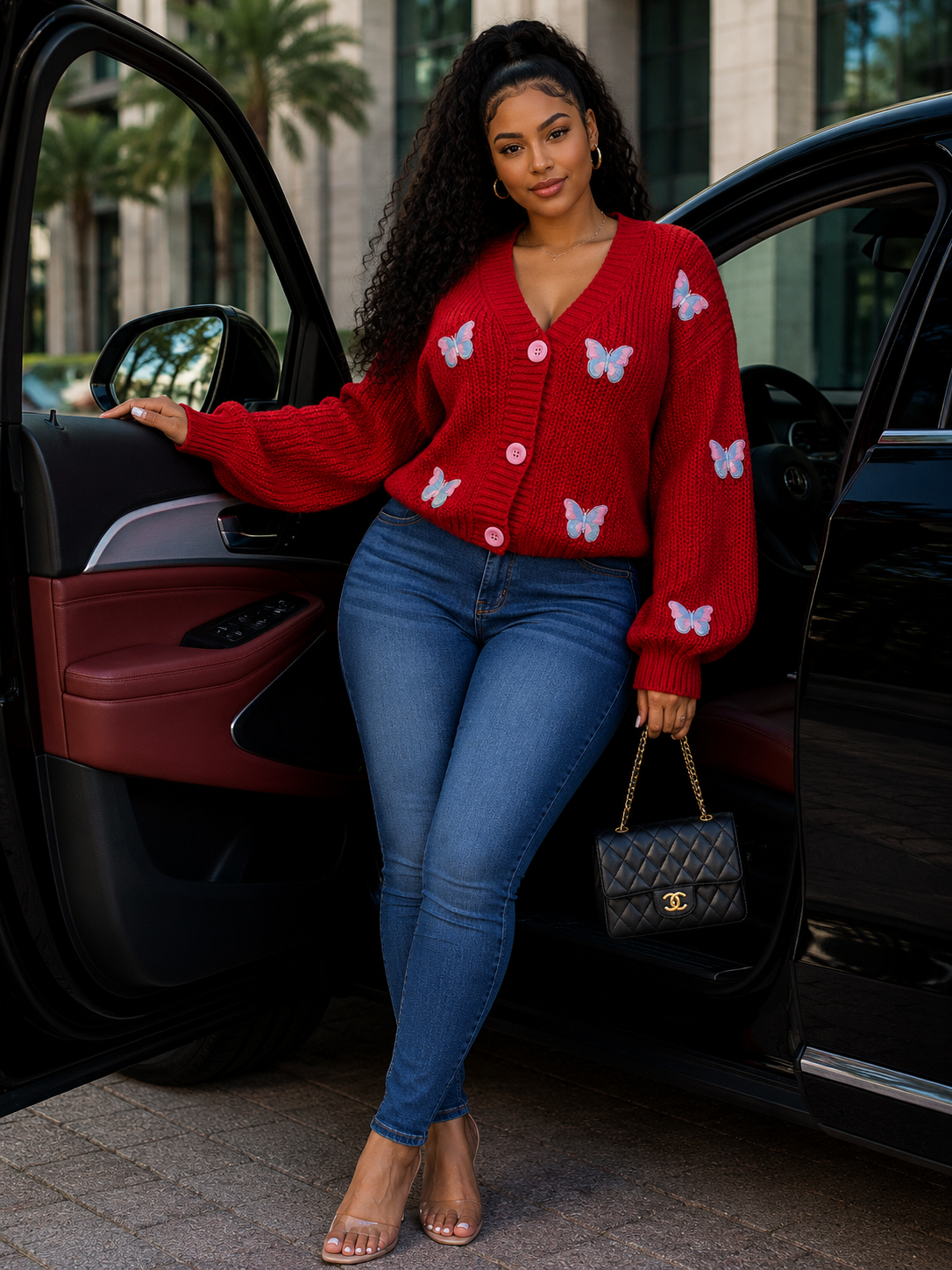 Knitted cardigans with butterfly details