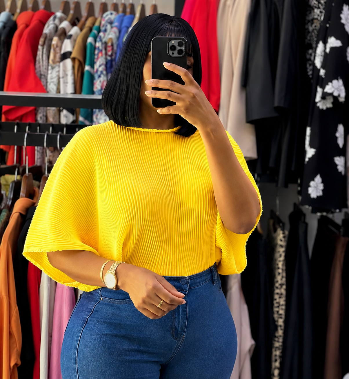 Chiffon pleated fancy tops
