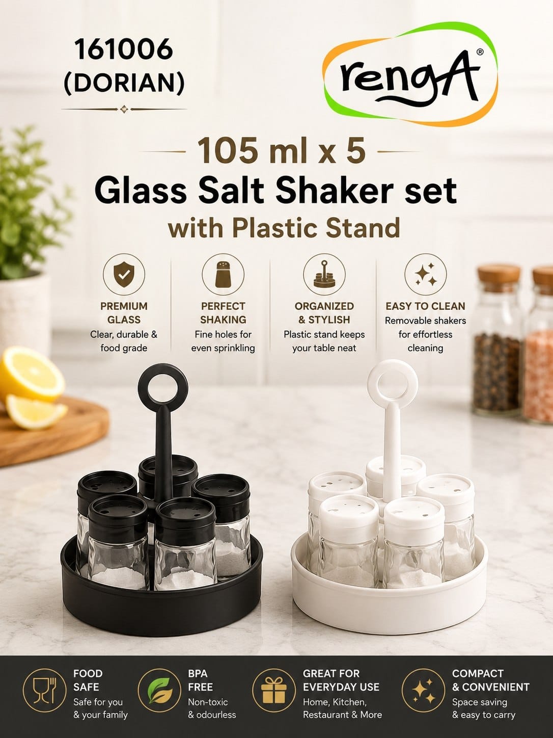 Glass salt shaker set