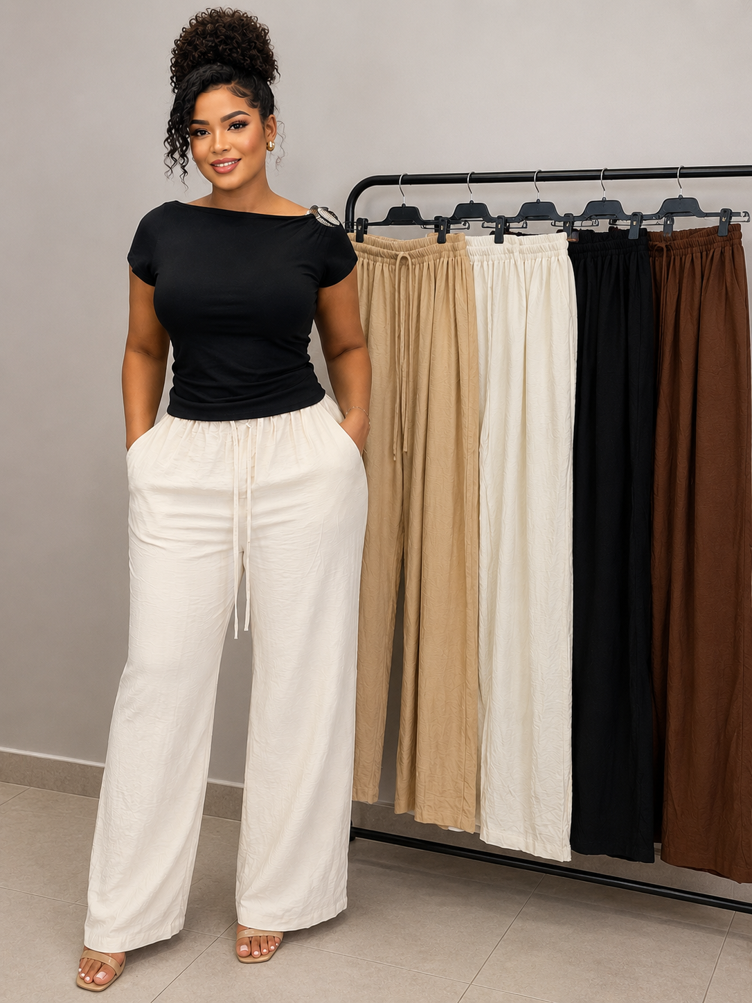 Plain linen pants