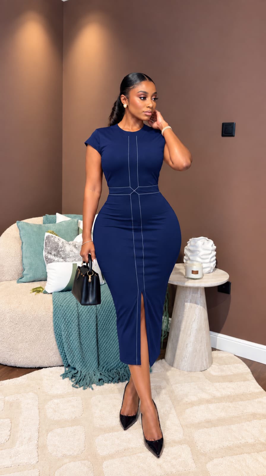 Corporate dress with a front slit