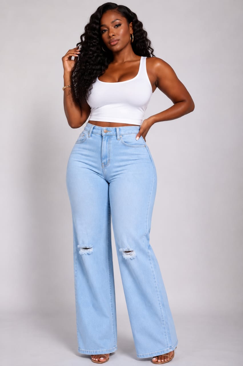 Light blue raged mom jeans 6803#