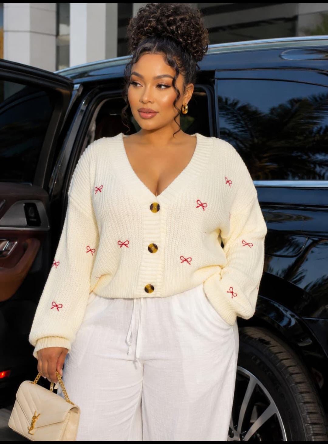 Zahra knitted cardigans with ribbons