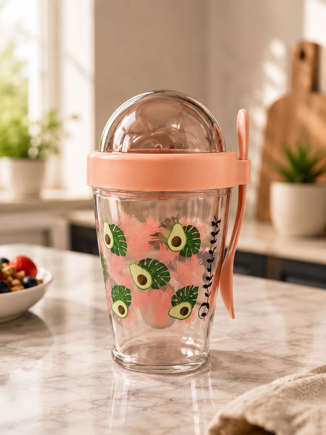 Pink glass Muesli cup